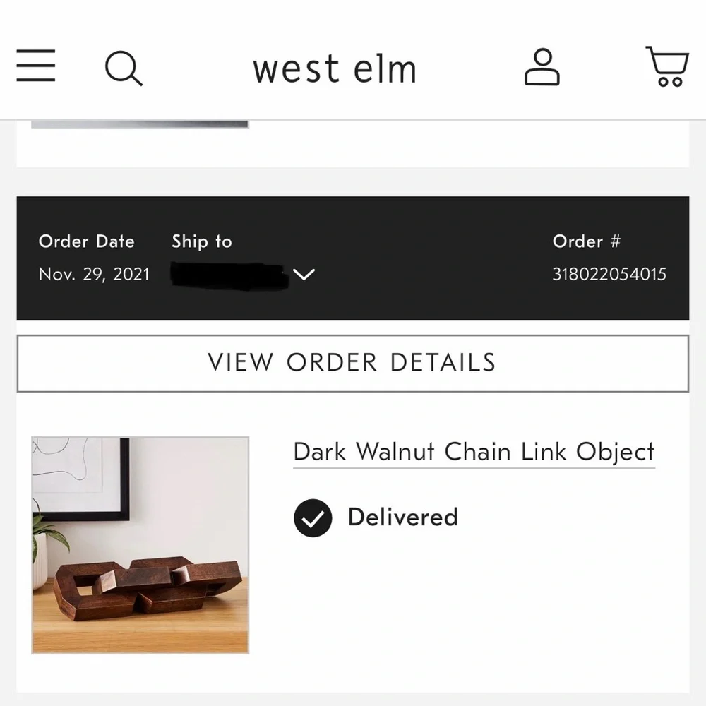 West Elm Solid Wood Linked Chain Sculpture in Brown